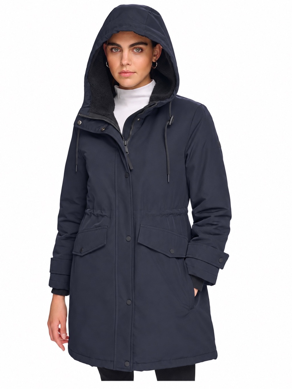 NWT Calvin Klein Women’s Navy Hooded Anorak Coat Water Resistant Size L